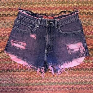 RETRO VTG LEVIS 569 DISTRESSED PINK CUT OFF SHORTS PUNK